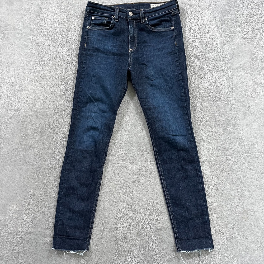Rag & Bone Ankle Skinny Jeans in Mad River 28 Western Grunge Blue Denim Y2K
